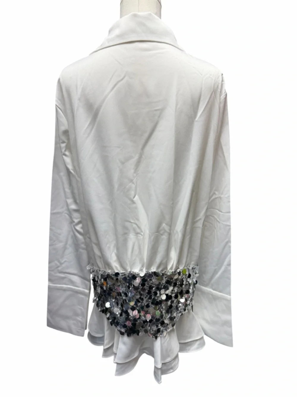 Innovare Denim Cadenza Sequin Ruffle Shirt Mini Dress